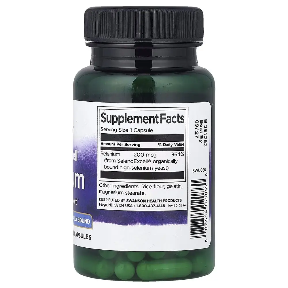 Селен Swanson SelenoExcell 200 mg, 60 капсул для антиоксидантной защиты - фото 2