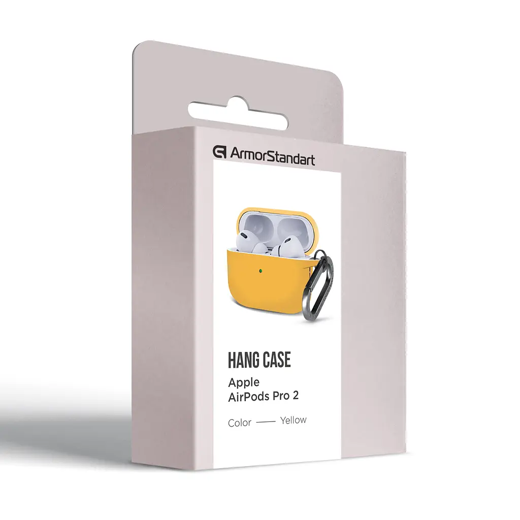 Силіконовий чохол для навушників Apple AirPods Pro 2 2022, Hang Case, жовтий, ультратонкий захисний кейс товщиною 2 мм, захист від подряпин, пилу та ударів, компактний, з карабіном для кріплення, ArmorStandart (ARM68593) - фото 8