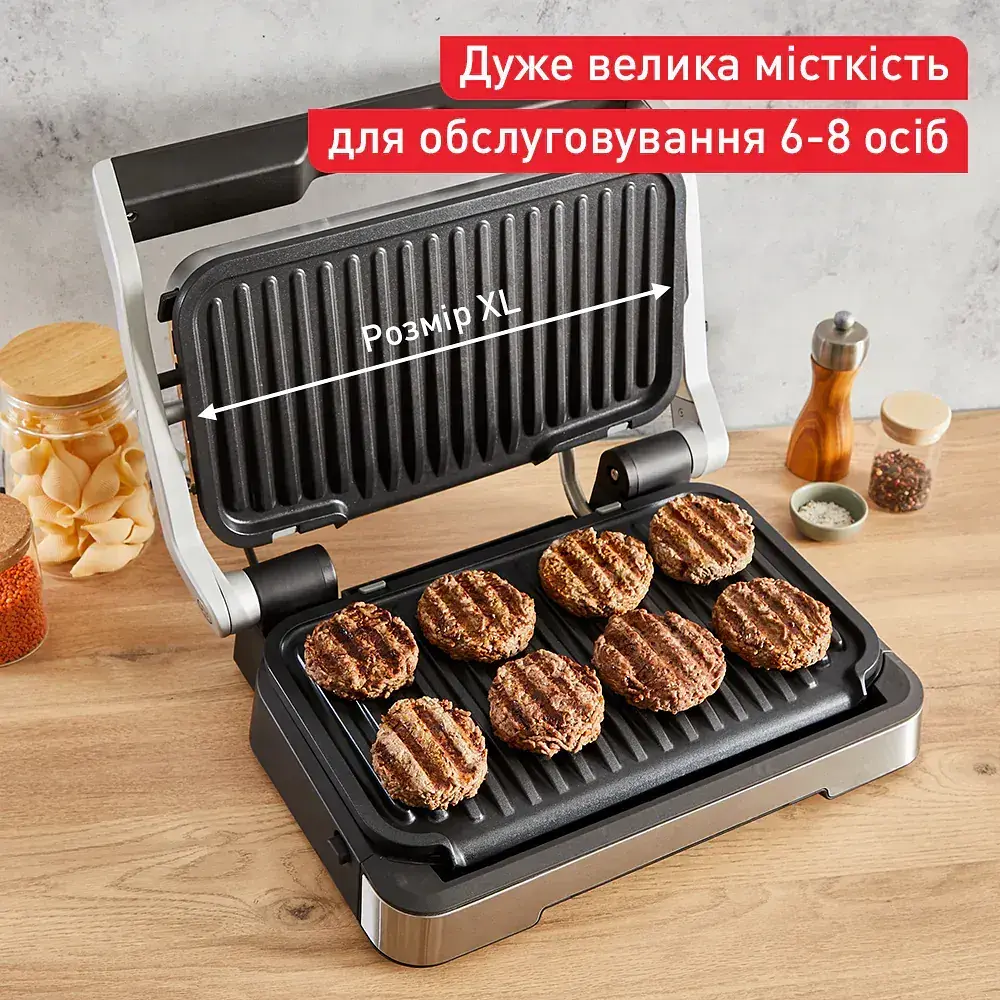 Гриль Tefal прижимной OptiGrill 2in1 XL 2200 Вт температурных режимов 4 съемные пластины металл (GC782D30) - фото 3