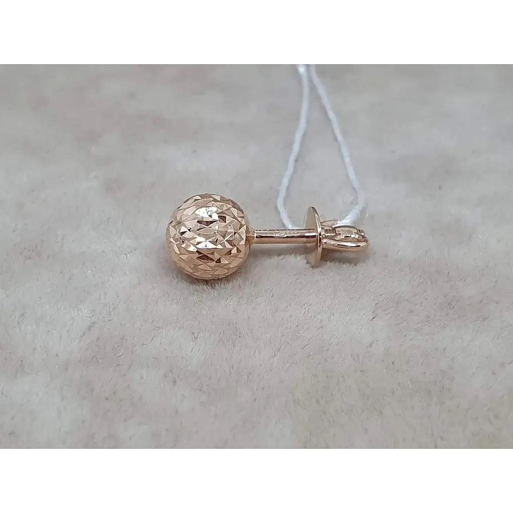 Золотая моносерьга-пуссета Favoritum с алмазной гранью. 210115_7/1_А - фото 3