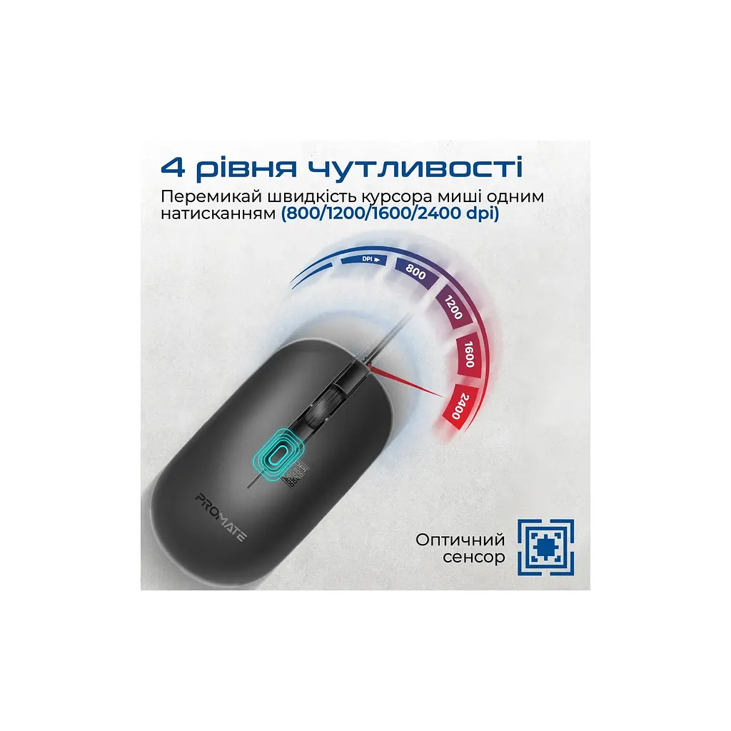 Мишка Promate CM-2400 USB Black (cm-2400.black) - фото 3