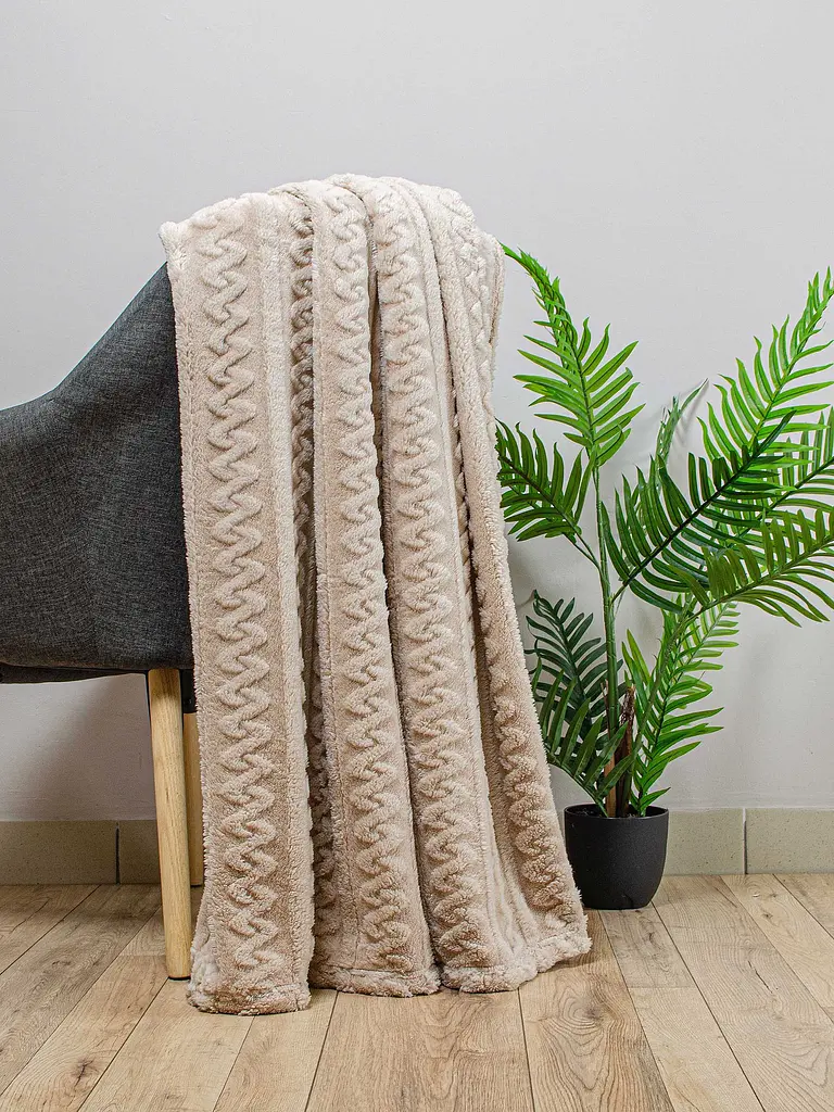 Плед флисовый Home Line Жаккард коса бежевый 150х195 см (187283) - фото 2