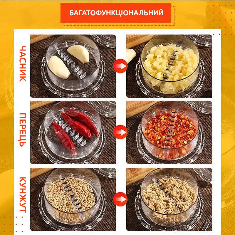 Млин подрібнювач для часнику та цибулі, Kitchette Прозорий 83088 - фото 4