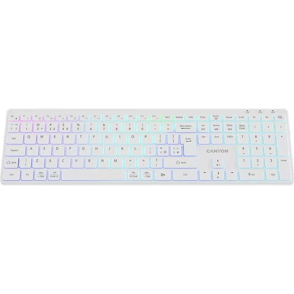 Клавиатура Canyon HKB-W11 UK/US RGB Dual Mode Wireless White (CNS-HBTK11W) - фото 4