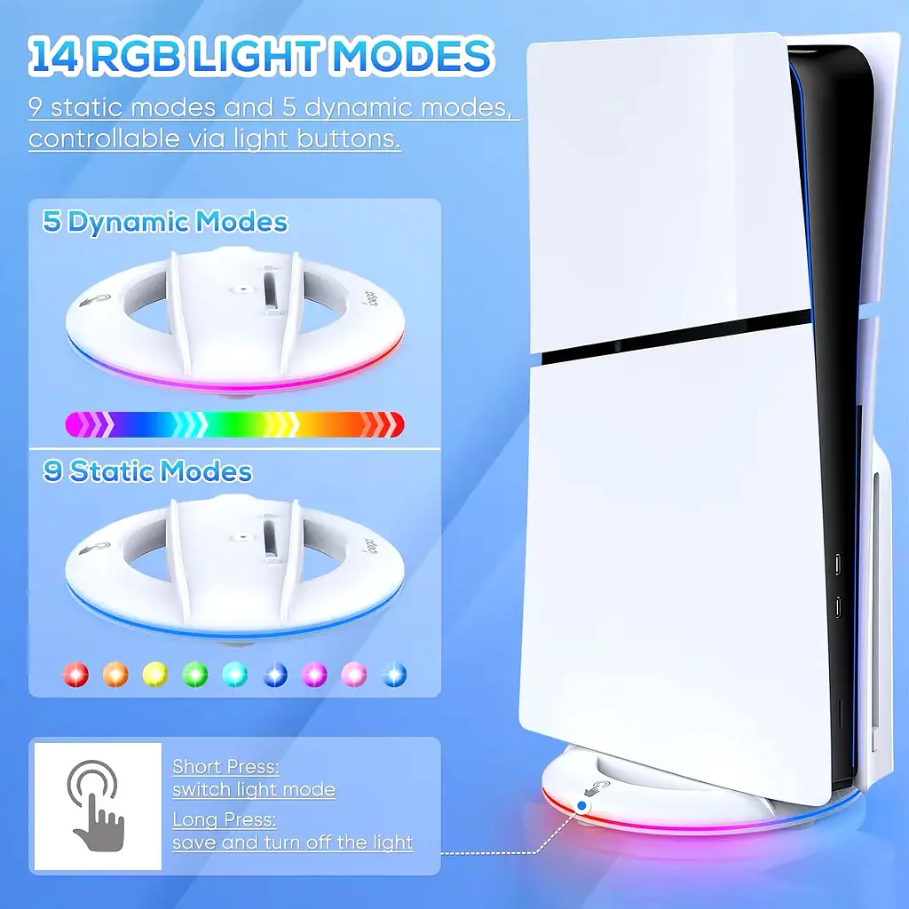 Вертикальна RGB-підставка Pega Sony PlayStation 5 Slim PS5 Slim Білий - фото 6