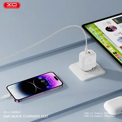 Зарядний пристрій XO L140 35 Вт 2xUSB-C PD білий (L140_White) - фото 2