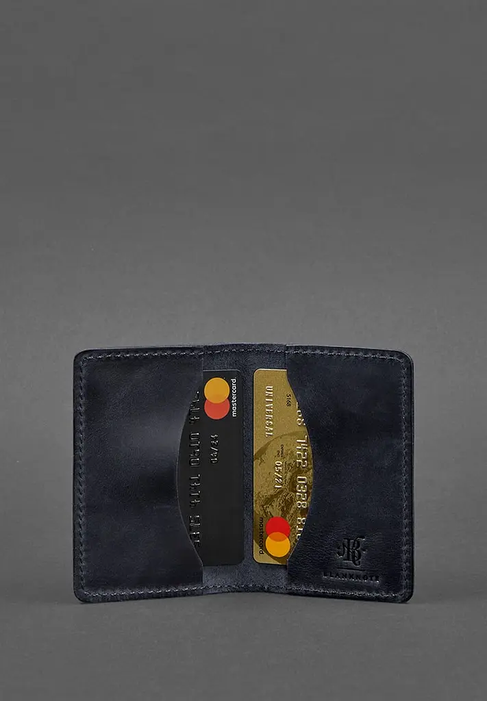 Шкіряний кард-кейс (візитниця) 6.0 синій Crazy Horse - фото 3