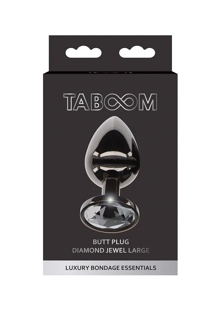 Анальний корок L чорний металевий з чорним каменем Butt Plug With Diamond Jewel Taboom - фото 2