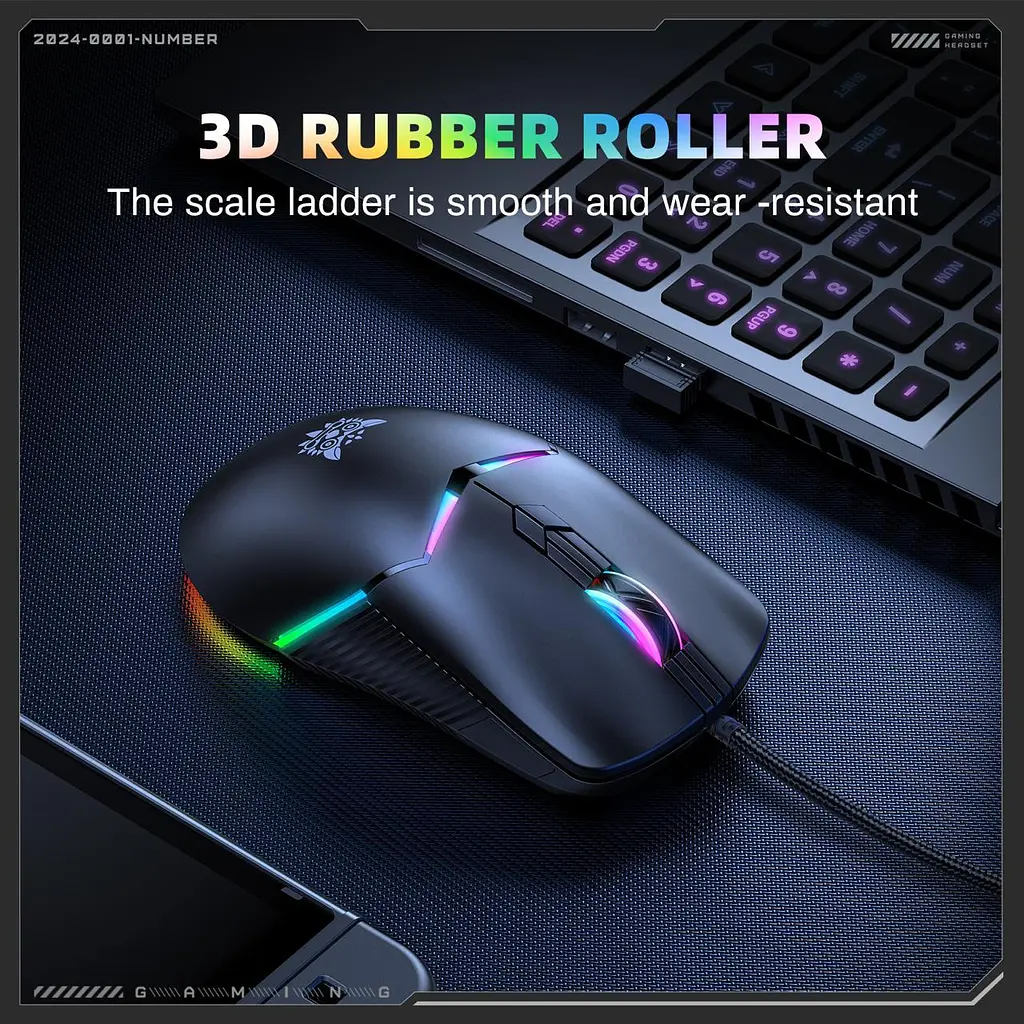 Комп'ютерна мишка Onikuma ігрова CW-95 з RGB підсвіткою для ПК 6400 DPI дротова USB для комп’ютера та ноутбука - фото 7