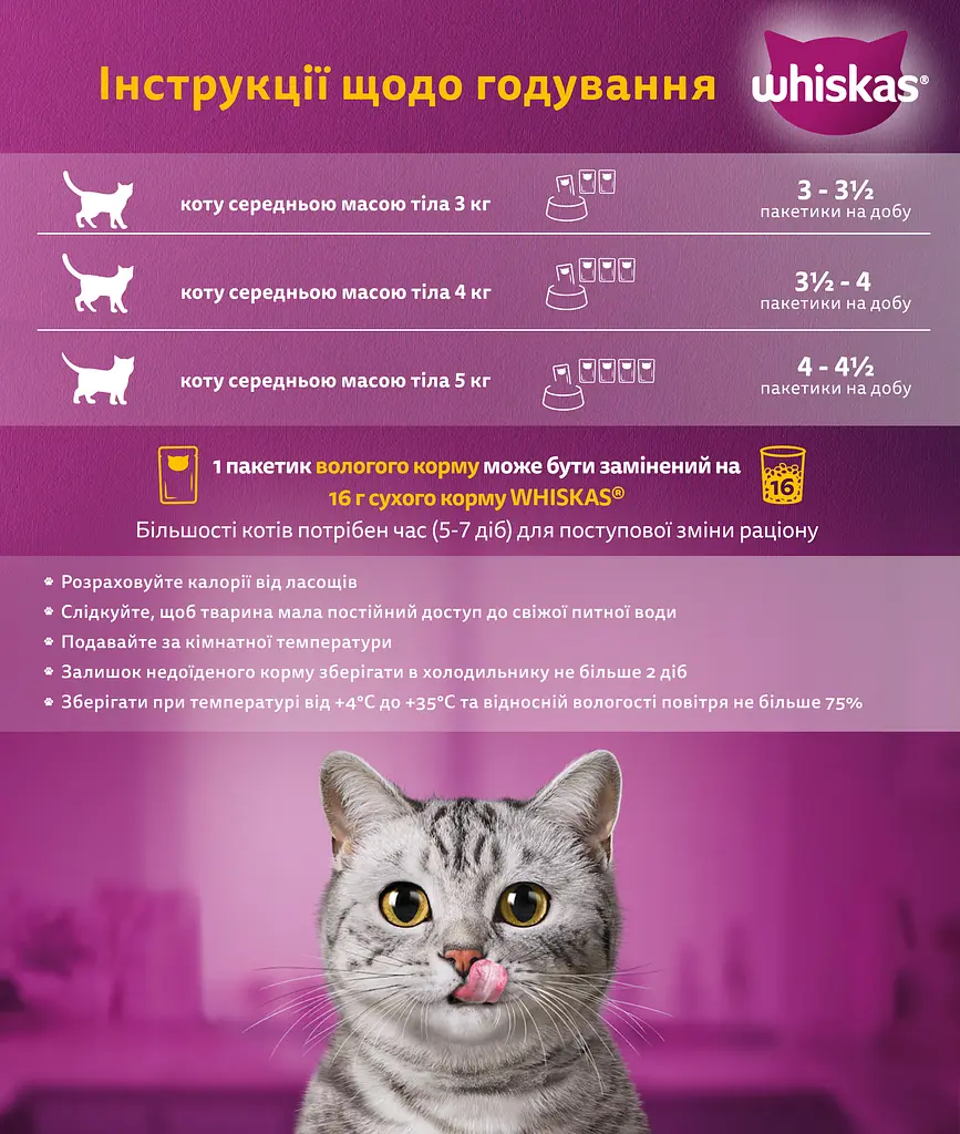 Вологий корм для котів Whiskas яловичина у соусі 2.38 кг (28 шт. х 85 г) - фото 6