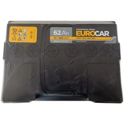 Акумулятор автомобільний EUROCAR (6СТ-62АЗ (1) (+/-) (L2) 600А 12V (E) - фото 3