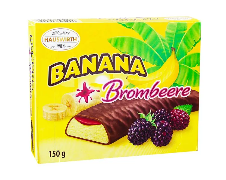 Цукерки бананове суфле Hauswirth Banana Brombeere з ожиною 150г.