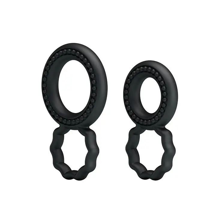 Ерекційне кільце Baile Cock Rings, набір 2 шт (чорний) - фото 2
