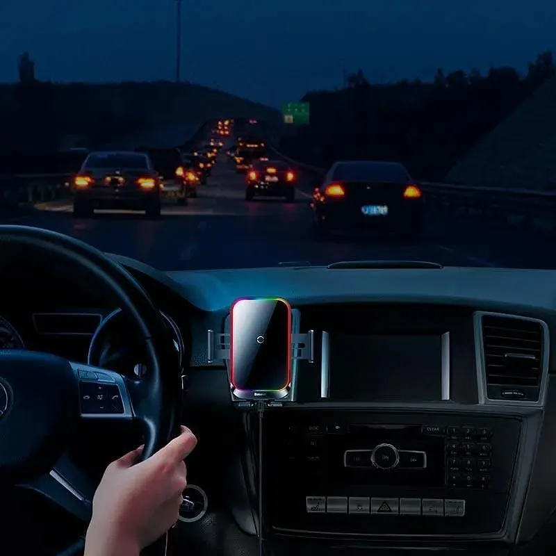 Держатель Baseus Halo Electric Wireless Charging Car Mount с беспроводной зарядкой 15 W (SUDD000001) - фото 7