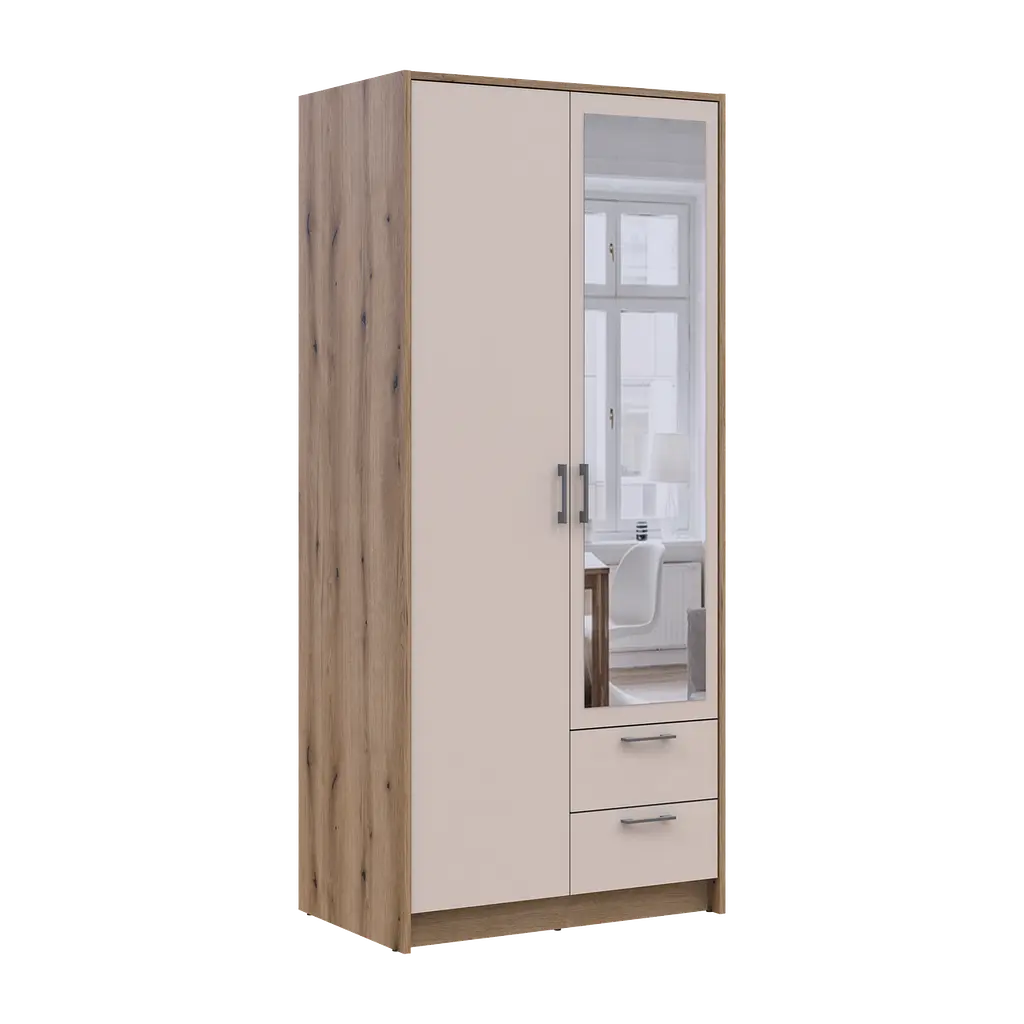Шафа для одягу Doros Ронді з дзеркалом Дуб Артизан/Кашемір 2ДСП 82х52х195 (80737807) - фото 6