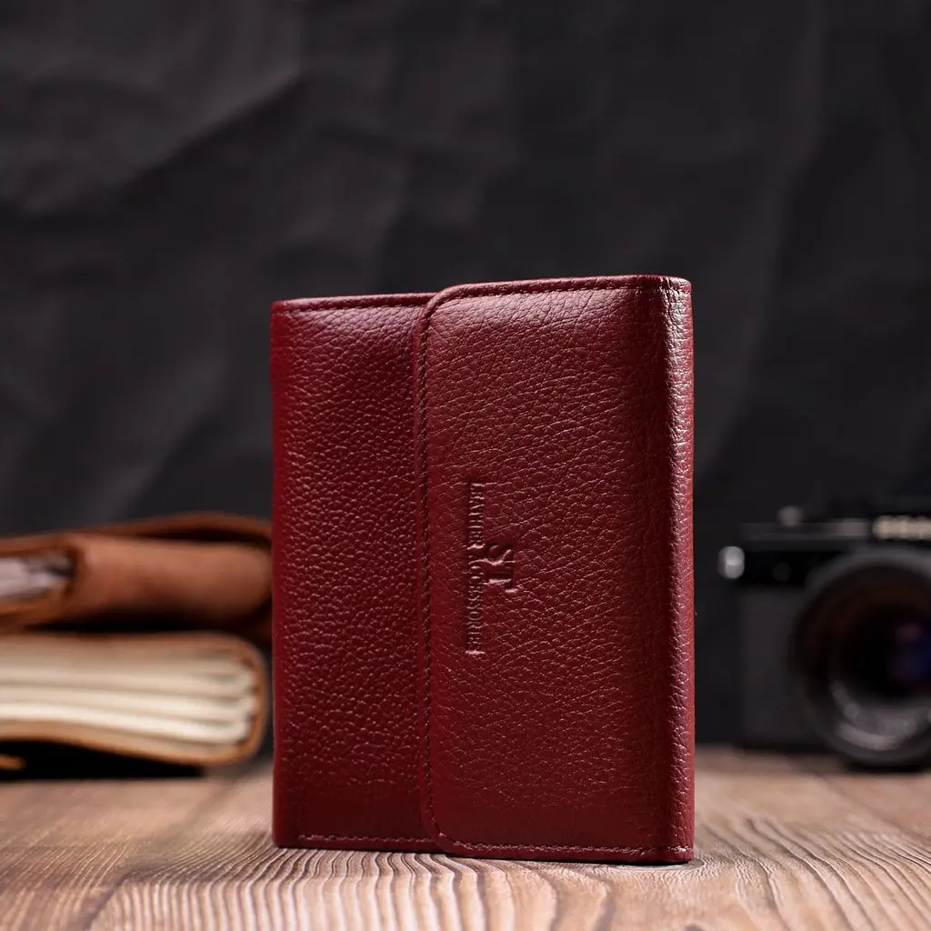 Шкіряний жіночий гаманець з монетницею ST Leather 19492 бордовий - фото 7