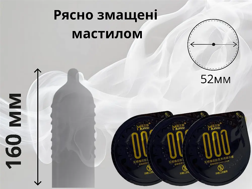 Презервативы Muaisi Black 001 ультратонкие 3 шт. (ROZ6400230547) - фото 3