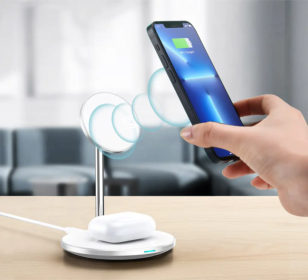 Беспроводное зарядное устройство Choetech T581-F Magnetic 2 в 1 Wireless Charging White [101518] - фото 4
