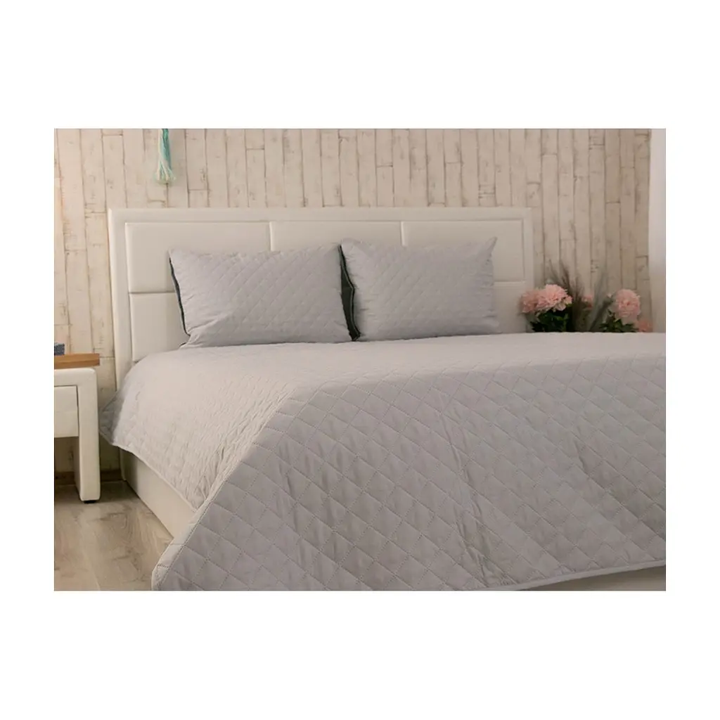 Покривало Руно двостороннє декоративне Velour Grey ромб 220х240 см (330.55_Grey ромб) - фото 2