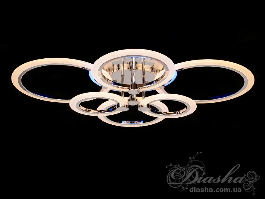 Люстра стельова LED Diasha A8022/6HR, 105W, 3200K-6000K, хром, сучасний стиль, пульт з диммером, акрилові плафони - фото 2