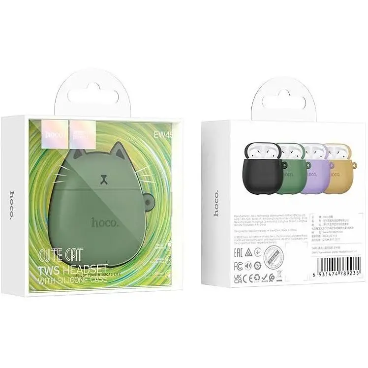 Беспроводные наушники Hoco EW45 Forest cat зеленые - фото 5