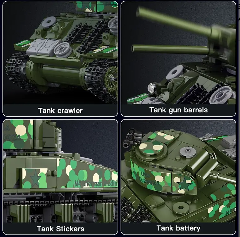 Конструктор танк на радиоуправлении Mould King M4 Sherman Tank  Technik военная техника для взрослых и детей 950 деталей - фото 4