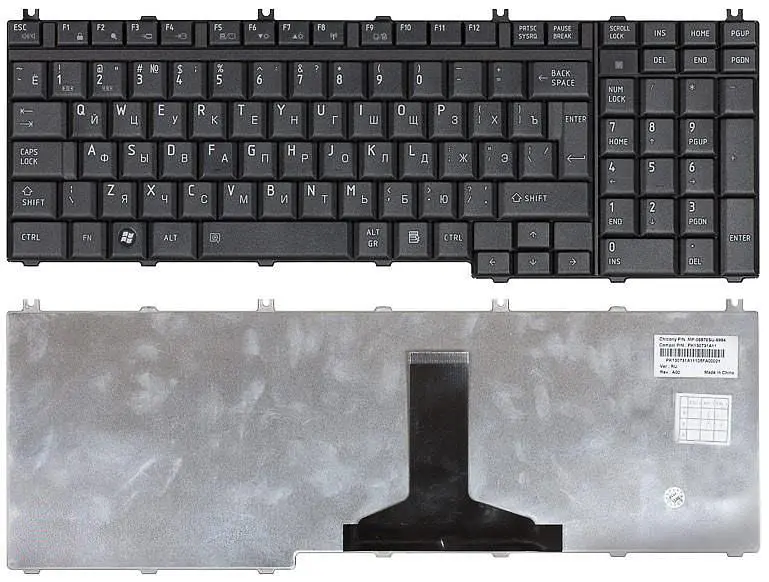 Клавіатура Toshiba Satellite (A500, A505, L350, L355, L500, L505, L550, F501, P200, P300, P500, P505, X200, Qosmio F50, G50, X300, X3 ентер) - фото 3