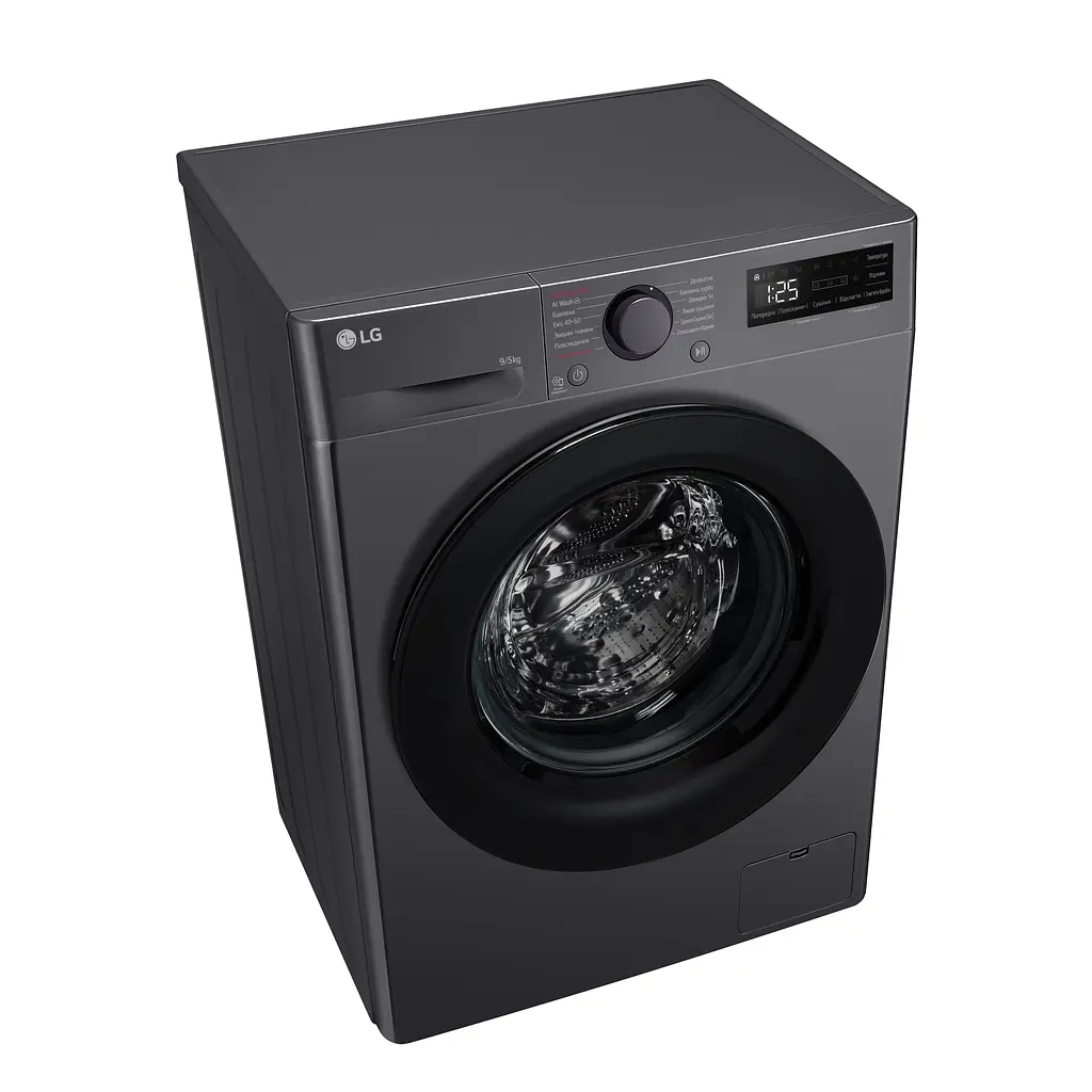 LG Прально-сушильна машина фронтальна, 9(5)кг, 1200, A, пара, 48см, дисплей, пара, інвертор, чорний - фото 8