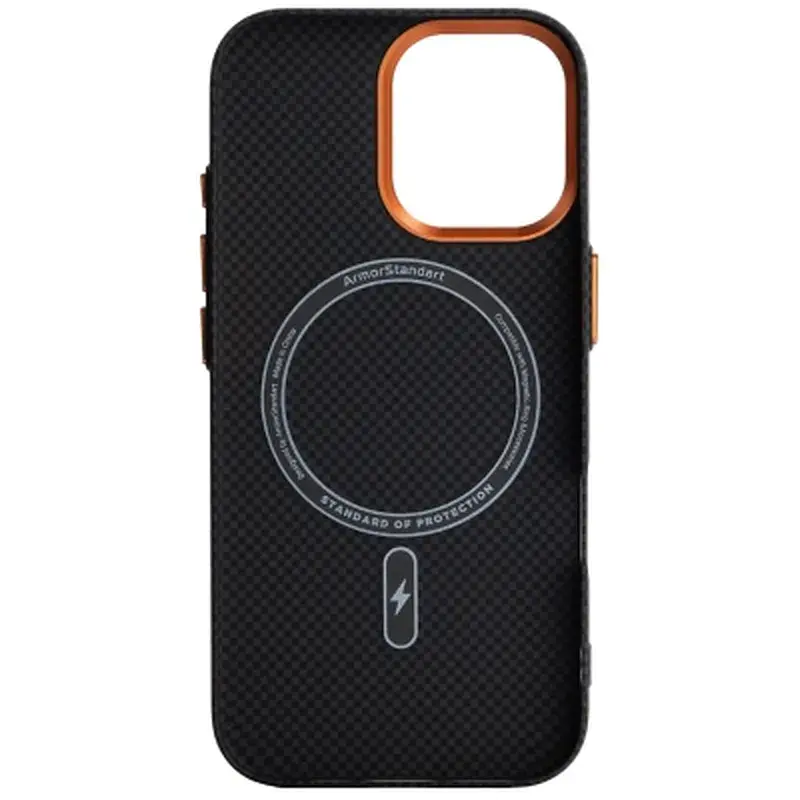 Чохол до мобільного телефона Armorstandart LikeCarbon2 SE MagCase Apple iPhone 17 Kevlar Black Orange (ARM89163) - фото 2