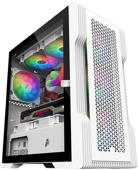 Корпус 1stPlayer T3-WH-4F1-W FRGB White - фото 2