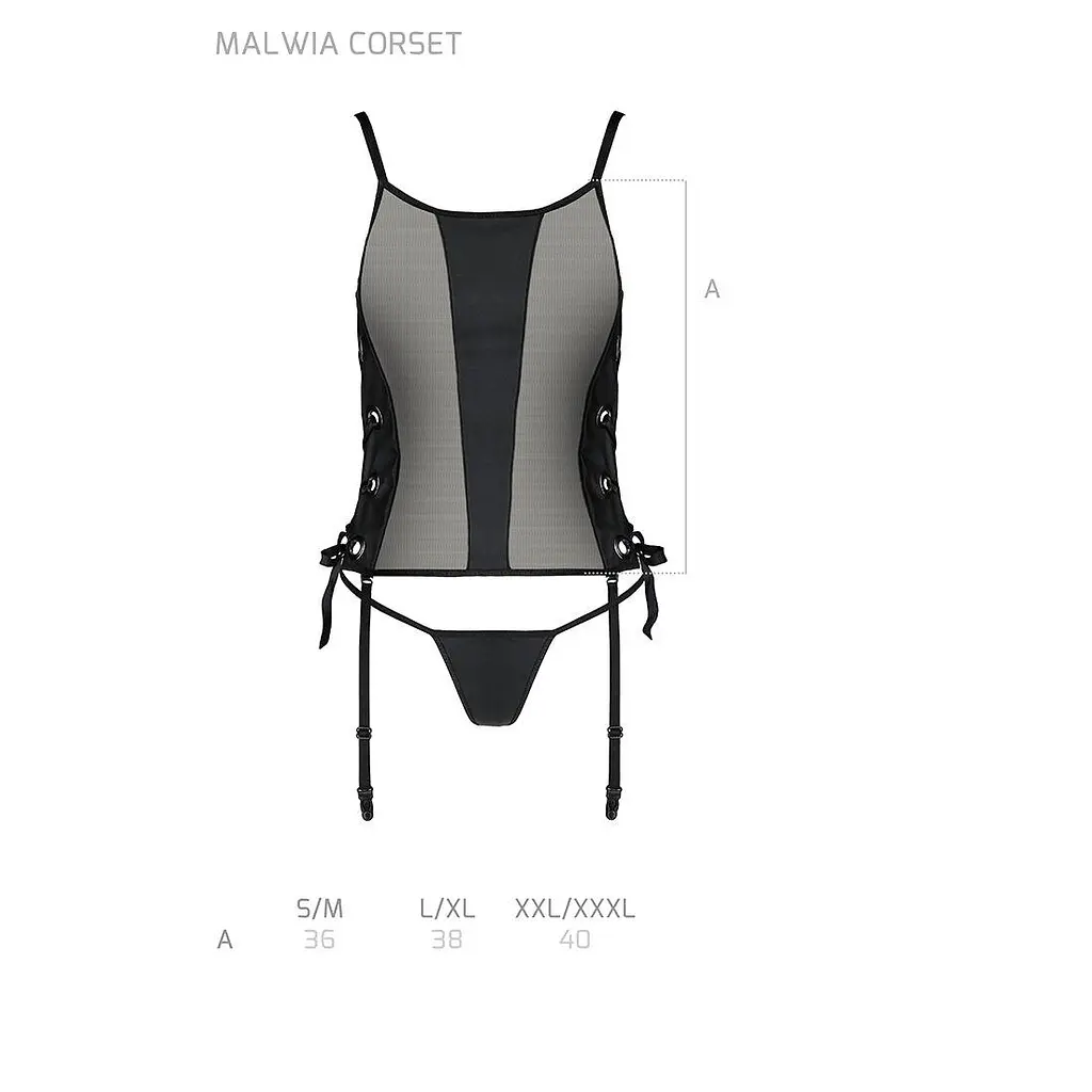Сітчастий корсет з екошкіри Passion Passion Malwia CorSet L/XL - фото 7