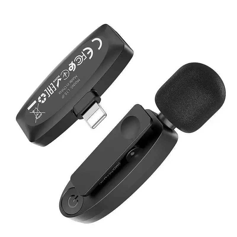 Бездротова мікрофонна система Hoco L15 iP Crystal lavalier wireless digital microphone чорний - фото 3