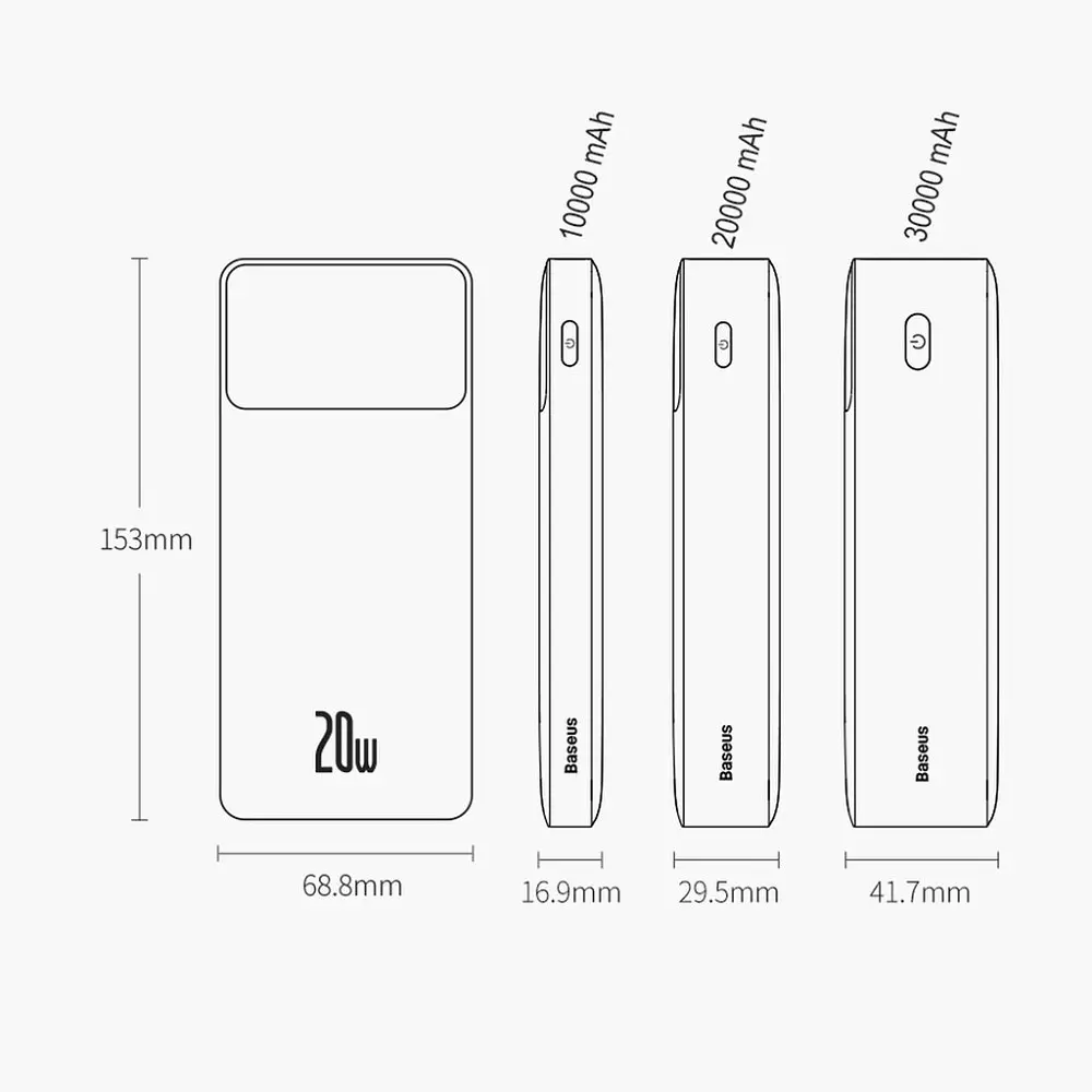 Внешний аккумулятор Baseus Bipow Digital Display 10000 mAh 20w (PPBD050301) черный - фото 4