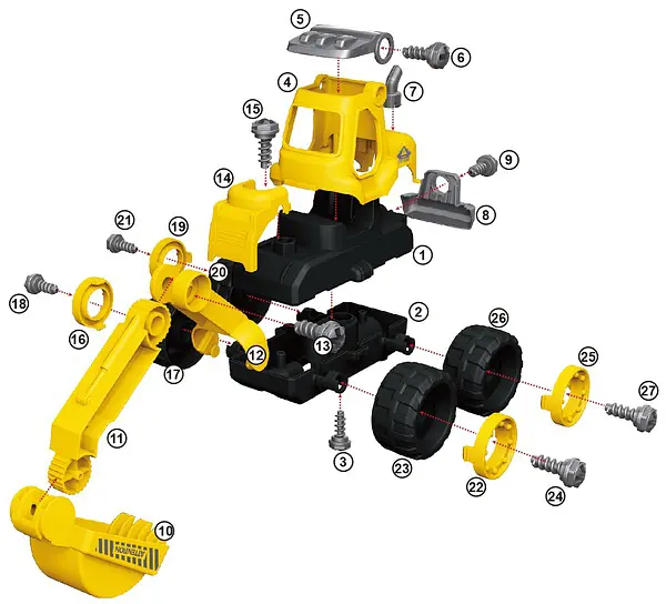 Конструктор DIY Spatial Creativity Экскаватор LM9011, желтый (CJ-1614166) - фото 2