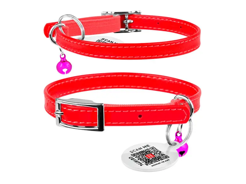 Ошейник для животных WAUDOG Glamour с QR паспортом Д 17-20 см красный (32753) - фото 4