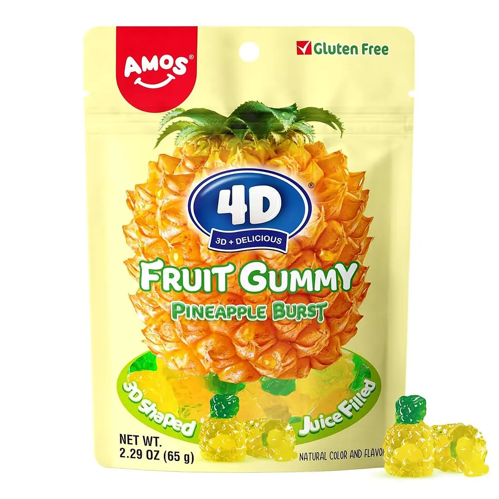Желейні цукерки Amos 4D Fruit Gummy Pineapple Burst 65г