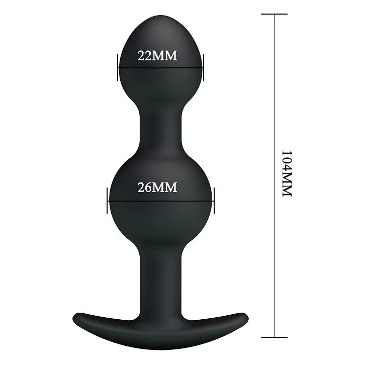 Анальна пробка зі зміщеннями центрів ваги Pretty Love silicone Anal balls Black, 10,4х2.2-2.6 см, чорний - фото 3