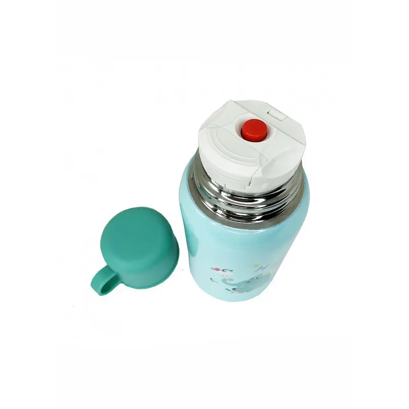 Термос-поїльник з силіконовою трубочкою MGZ-0318(Turquoise) чашкою, в чохлі з ремінцем, 550 мл - фото 4