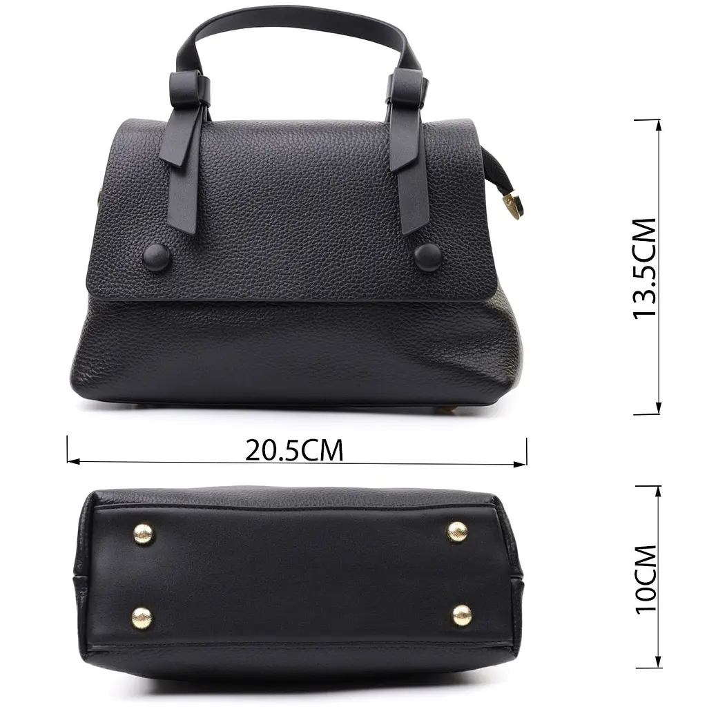 Люксова сумка для жінок з короткою ручкою з натуральної шкіри Vintage 22670 чорна - фото 3