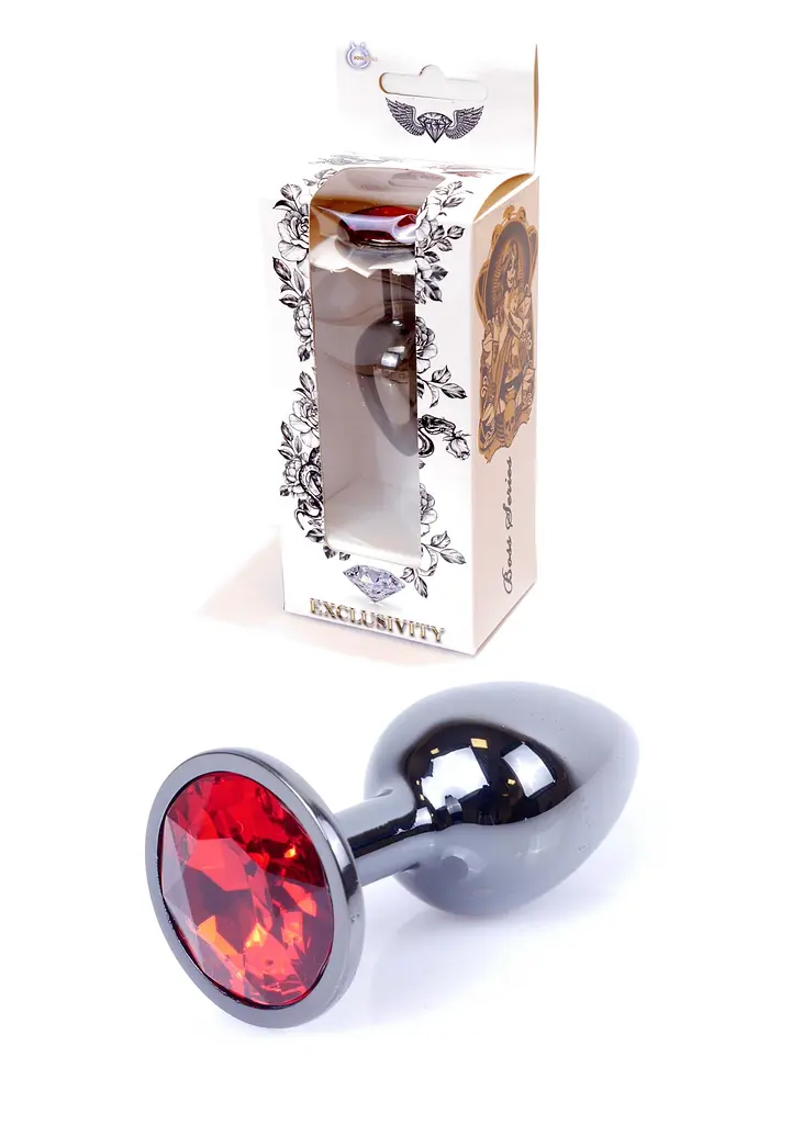 Анальна пробка B - Series HeavyFun Jewellery Dark Silver Plug, червона Boss Series 64-00028 103409