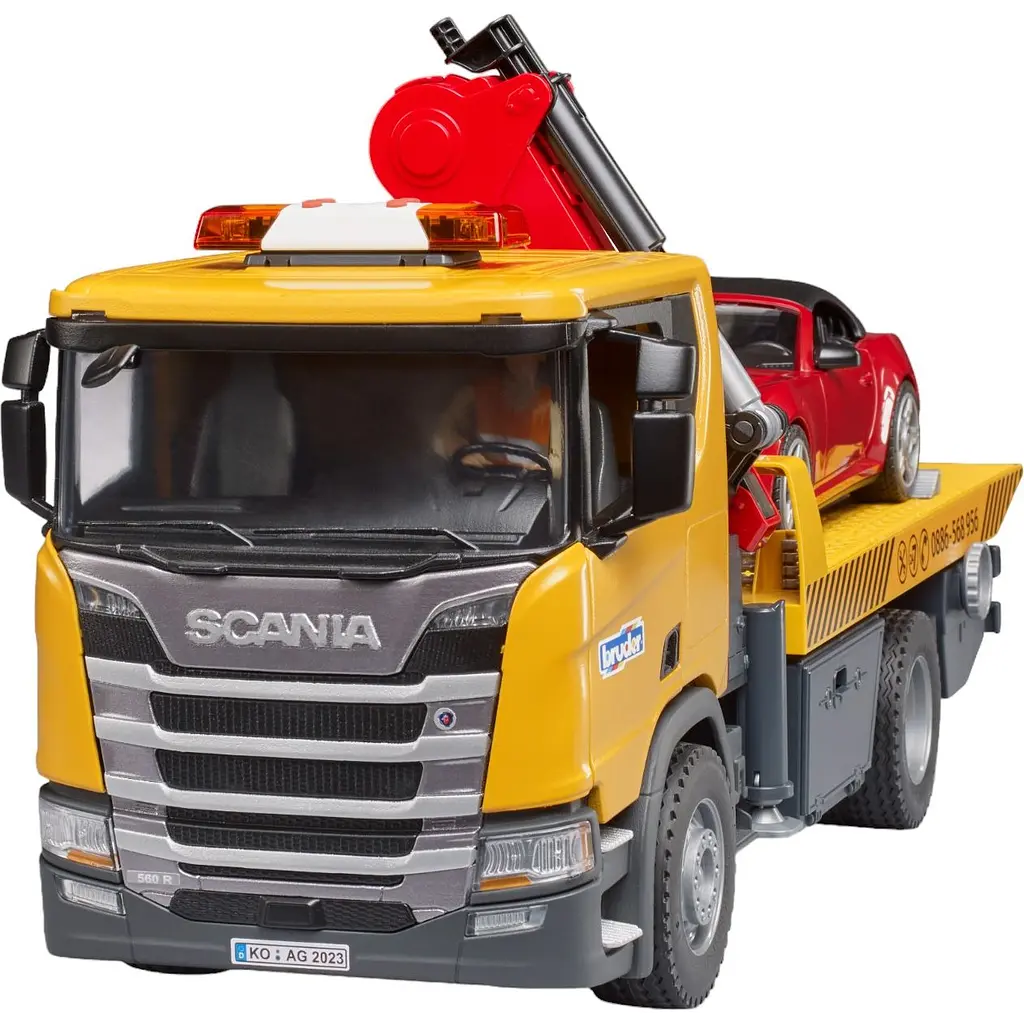 Ігровий набір Bruder Евакуатор Scania Super 560R з краном-маніпулятором та автомобіль Roadster Bruder 1:16 (03552) - фото 8