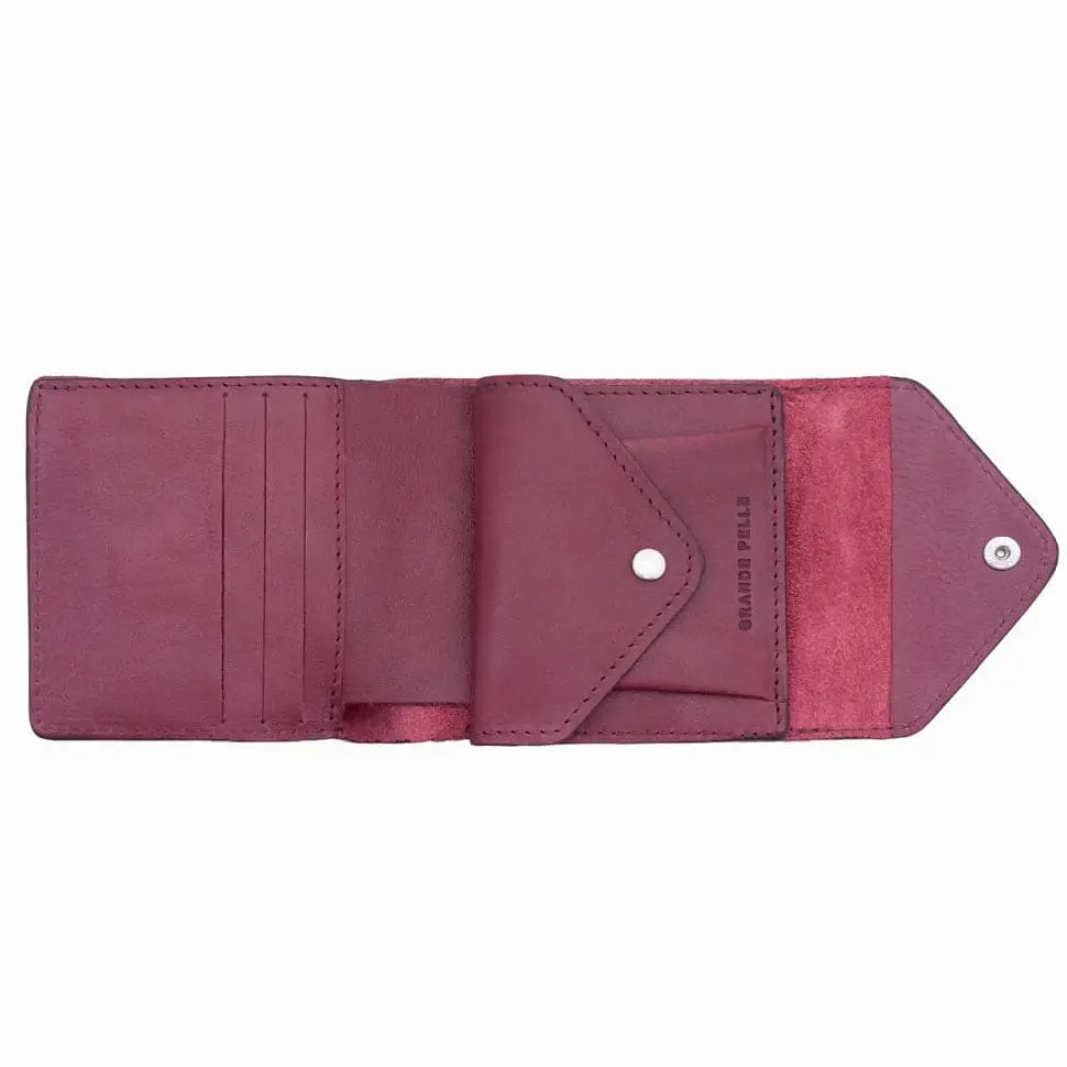 Мужское кожаное портмоне бордовое GRANDE PELLE 11.5х9х1.5 см acs0032108 - фото 4