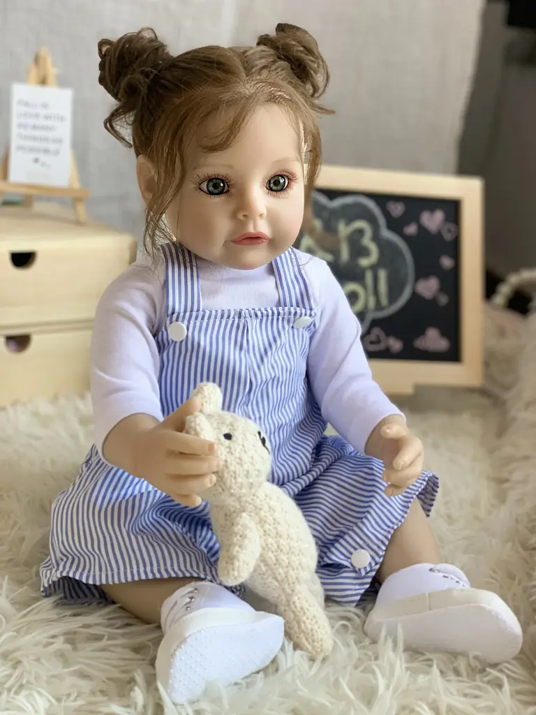 Колекційна силіконова лялька реборн reborn анатомічна дівчинка з довгим волоссям аманда Reborn Dolls det0018893 - фото 5