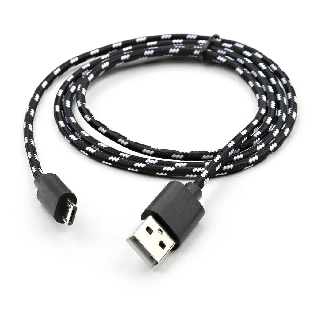 Дата кабель USB 2.0 AM to Micro 5P 2color nylon 1m black Vinga (VCPDCMBN31BK) - фото 3