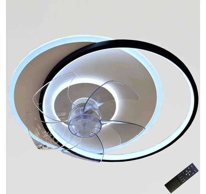 Стельова LED-люстра-вентилятор Artlight WG5088B BK+WH, біла з чорною окантовкою, 51 Вт, від 10-18 м² - фото 3