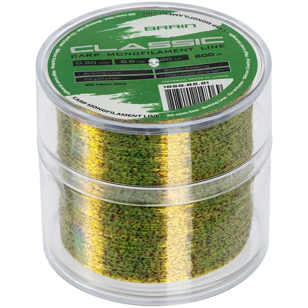 Леска Brain Classic Carp Line (3D neon li мe) 600 м 0.30 мм 20 lb 8.8 кг - фото 2