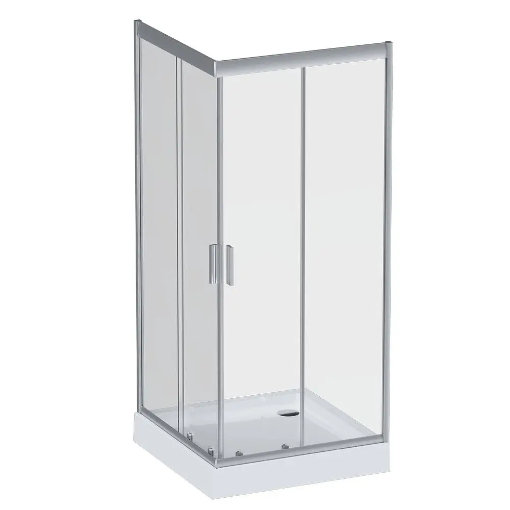 Душова кабіна Am.Pm Gem Square Slide 90x90 см без піддону хром матовий W90UG-403-090MT, Хром матовий, Універсальна, прозрачний, хром матовий - фото 9