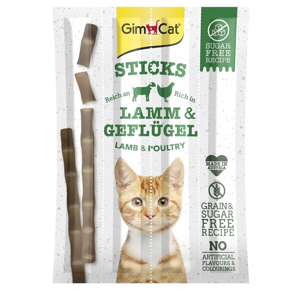 Ласощі для кішок GimCat Sticks Lamb and Poultry з ягнятком та птицею 4 шт по 5 г (G-420912/420523/420820)