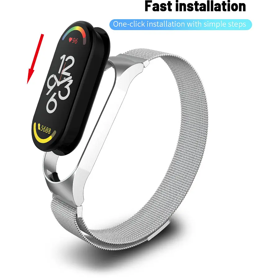 Ремешок для фитнес-браслета Xiaomi Mi Band 7 Metal Milanese Magnetic Band Silver [83567] - фото 3