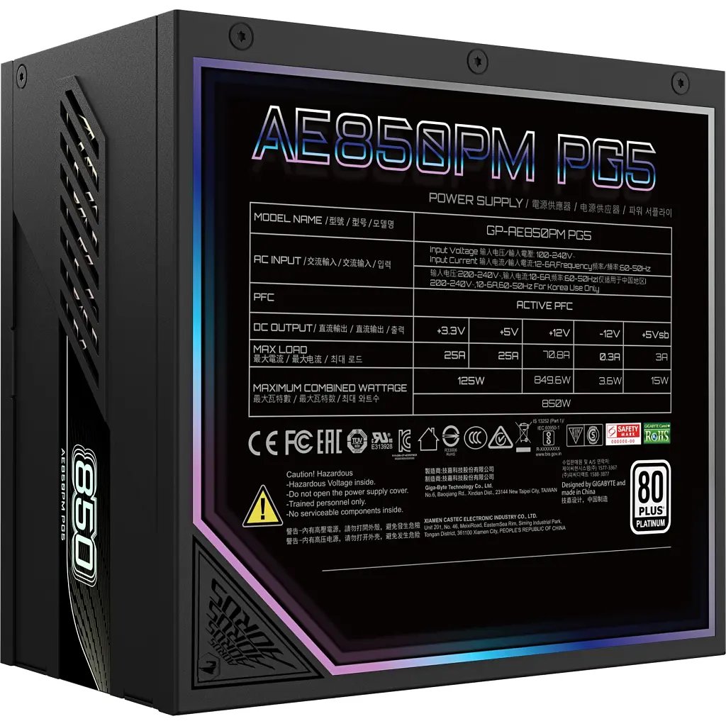 Блок живлення GIGABYTE 850W (GP-AE850PM PG5) - фото 2